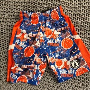 Kids Basketball Print Shorts - Blue and Orange